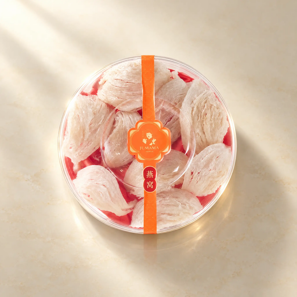 JUMAMA dry white house bird's nest in a round gift box – 干燕窝 白屋燕 รังนกแห้ง